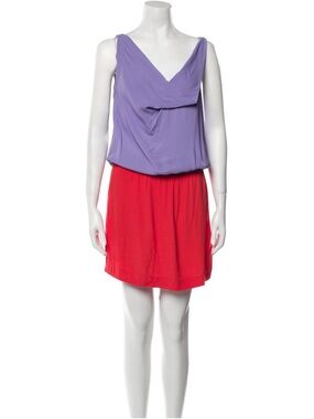 Diane Von Furstenberg Lavender and Red Cowl Neck Dress